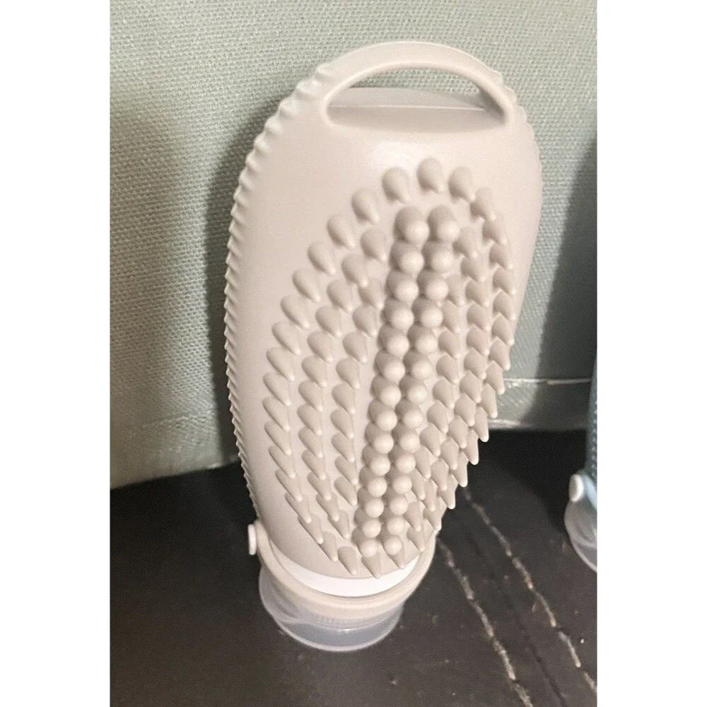 3Pc Silicone TSA Approved Leak Proof Travel Toiletry Bottles With Built In Brush
